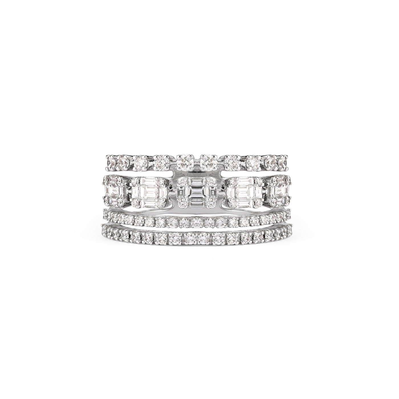 Soit Belle White Gold Layers Diamond Ring: Elegance in Layers