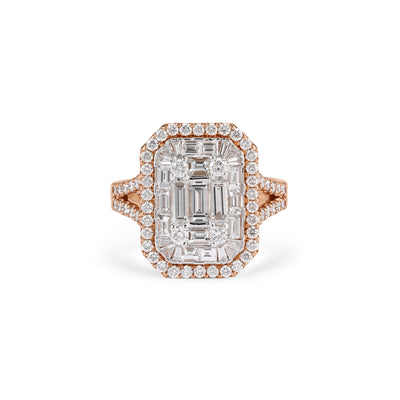 DILARA Cluster Halo Rose gold diamond ring