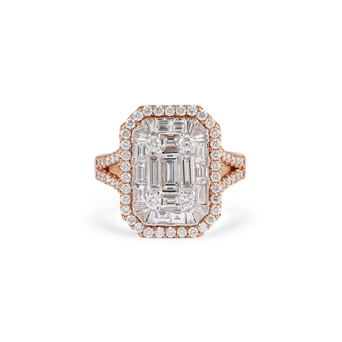 DILARA Cluster Halo Rose gold diamond ring DILARA Cluster Halo Rose gold diamond ring
