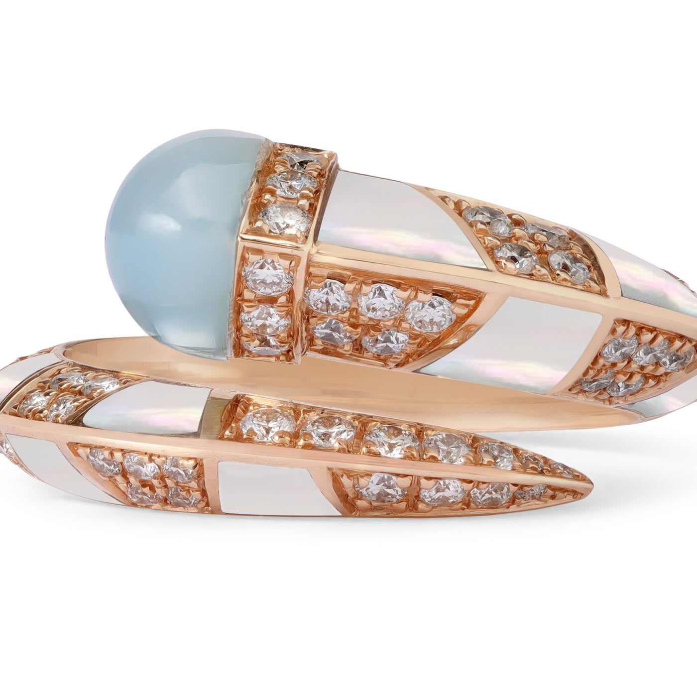 ARTISTRY Rose Gold Diamond Ring With Natural CHALCEDONY