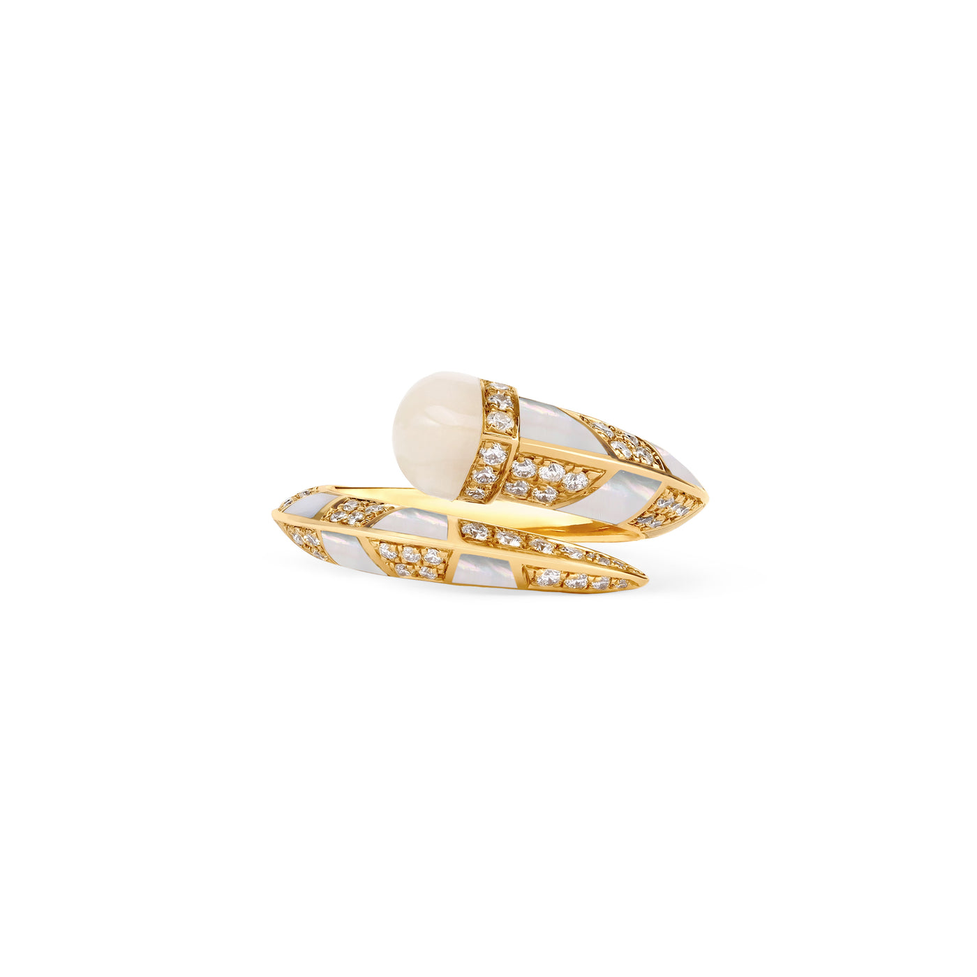 Soit Belle Signature Yellow Gold Diamond Ring With Natural Opal
