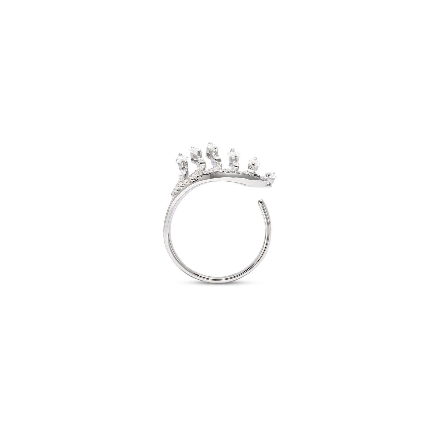 white gold crown diamond ring
