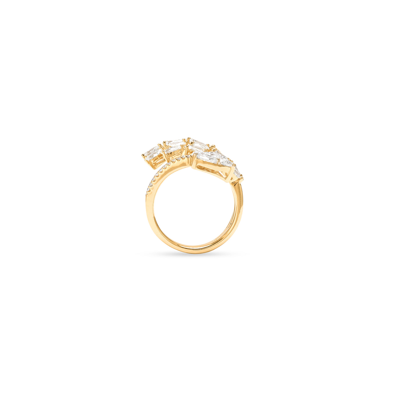 Soit Belle Yellow Gold Open Claw Diamond Ring: Graceful Elegance