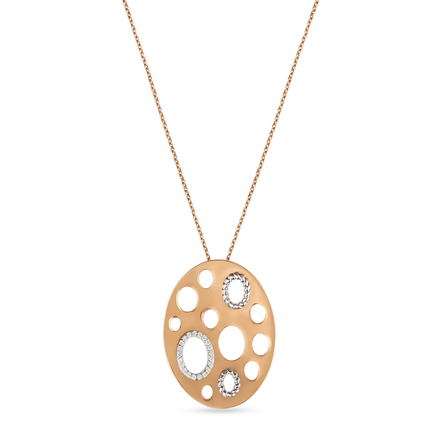 Soit Belle Rose Gold Oval Holes Diamond Pendant