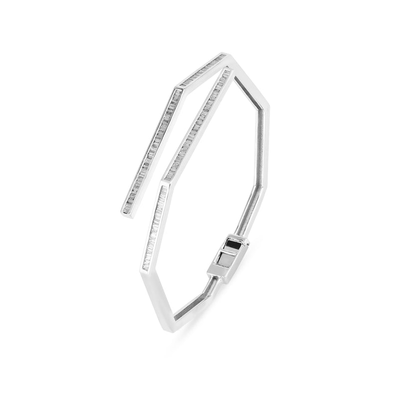 DILARA White Gold Octagon Diamond Bangle