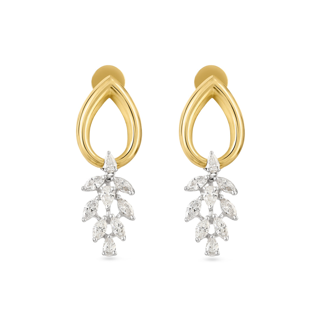 ETOILE Yellow Gold Open Flower Diamond Earring