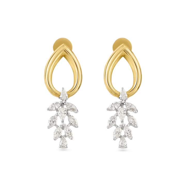 ETOILE Yellow Gold Open Flower Diamond Earring