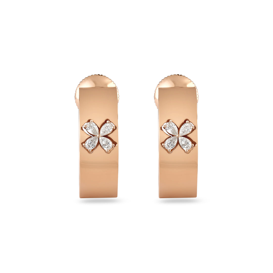 RONZA Rose Gold Floral Diamond Earring