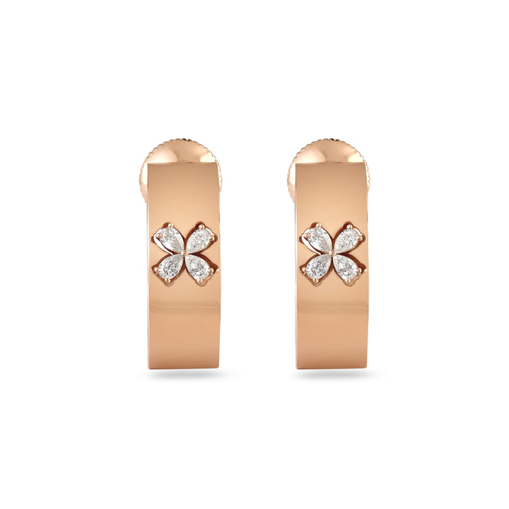 RONZA Rose Gold Floral Diamond Earring