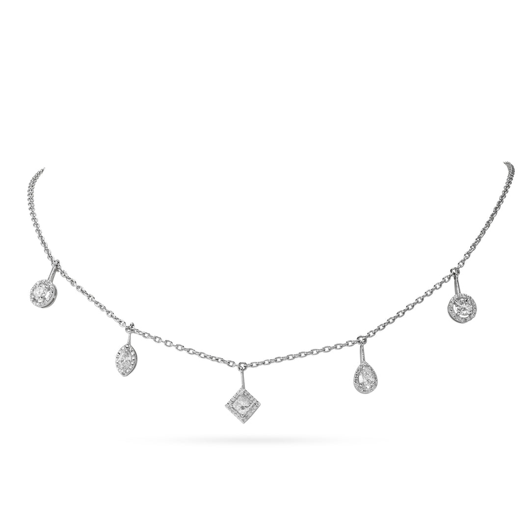 ETOILE White Gold Choker Dangling Diamonds