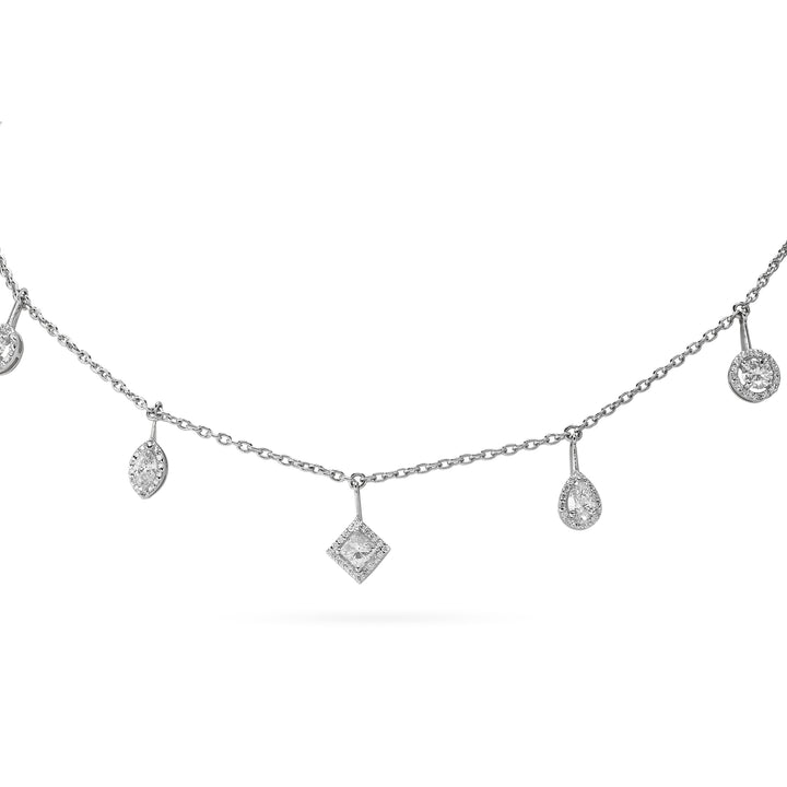ETOILE White Gold Choker Dangling Diamonds