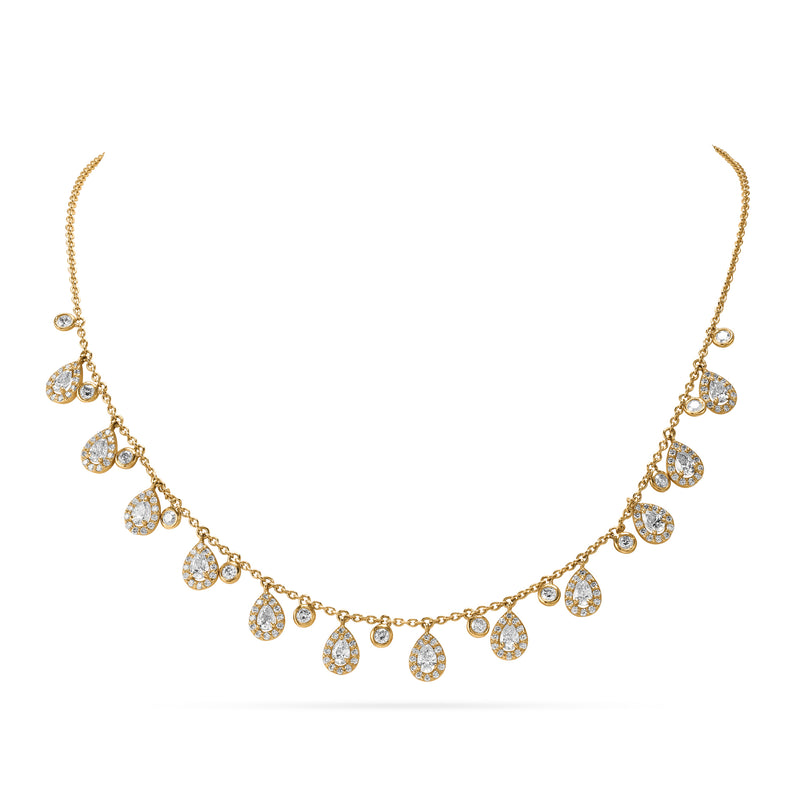 EToile Yellow Gold choker with Dangling Pear Diamonds