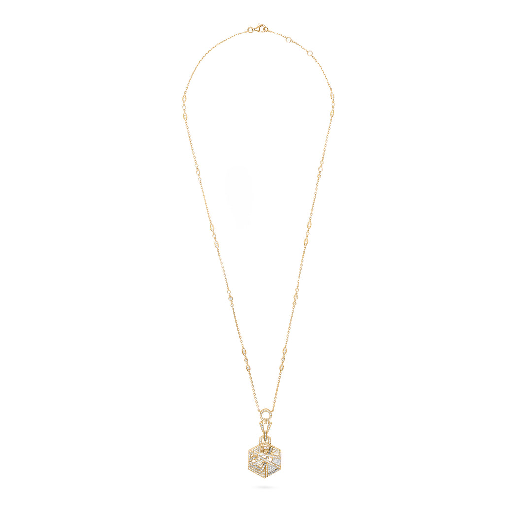 VISTA Small Yellow Gold hexagon Diamond Pendant