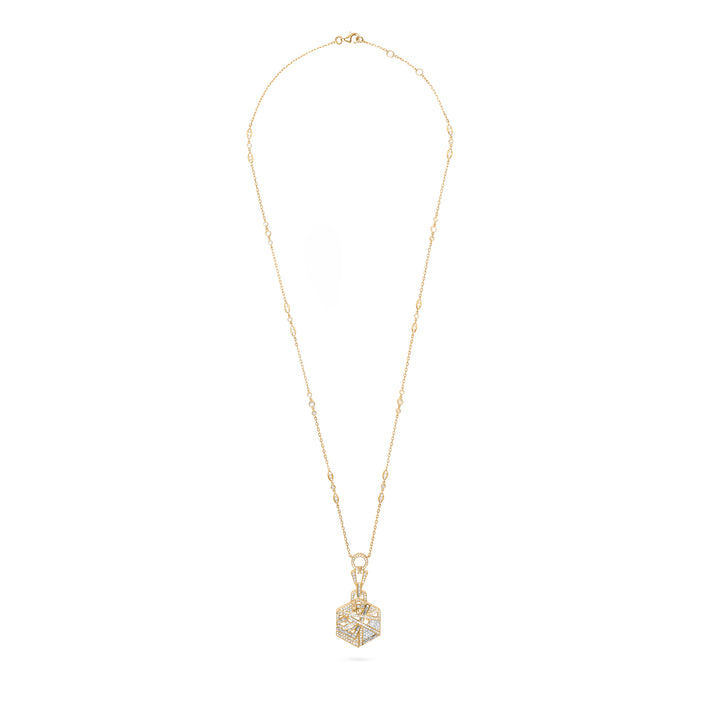 VISTA Small Yellow Gold hexagon Diamond Pendant
