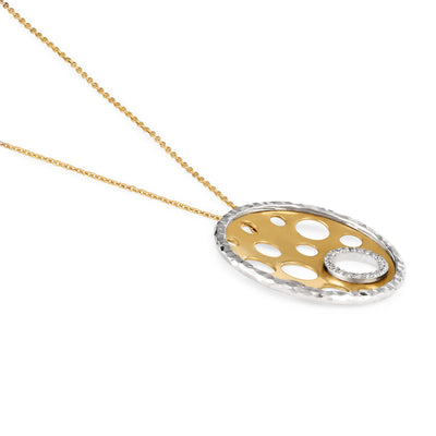 White & Rose Gold Round Diamond Pendant