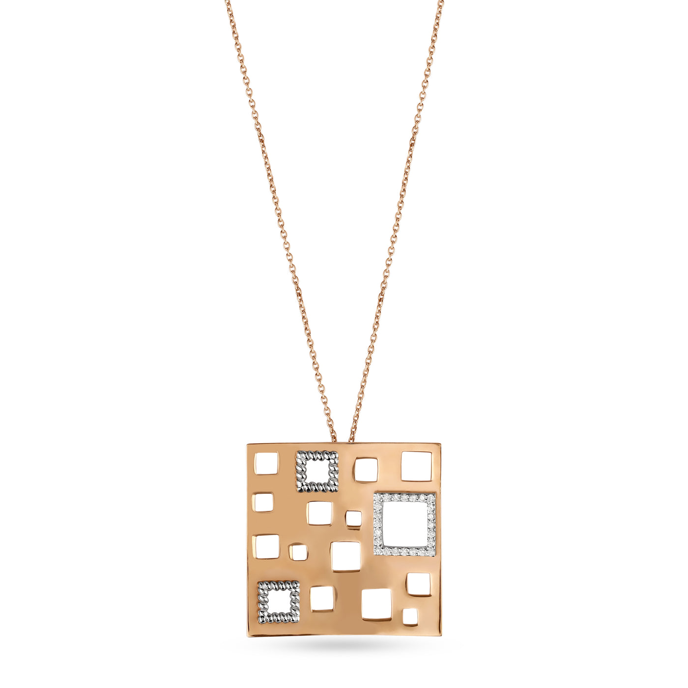 Soit Belle Rose Gold Square Diamond Pendant