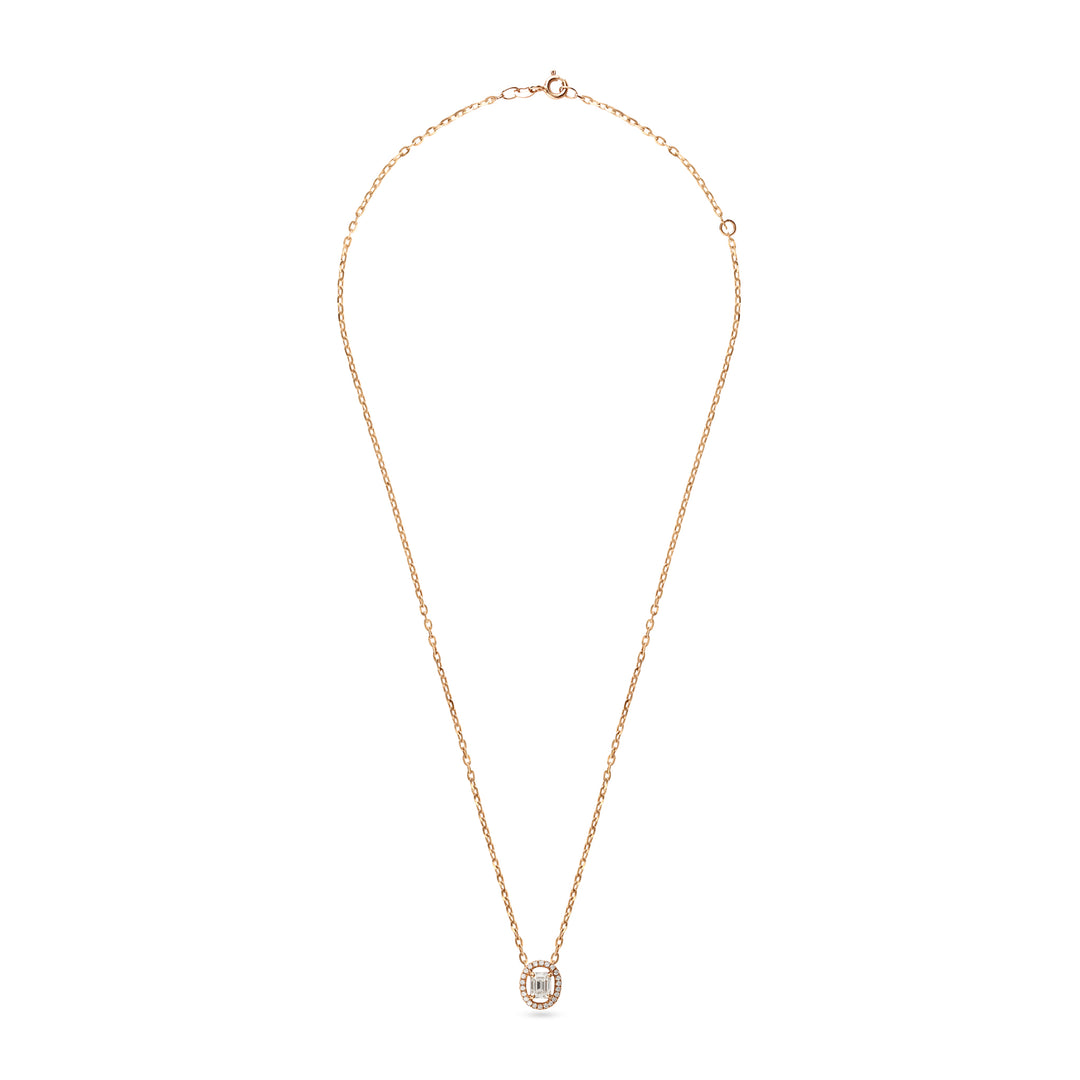 Elite Round-dazzle Rose Gold Diamond Pendant