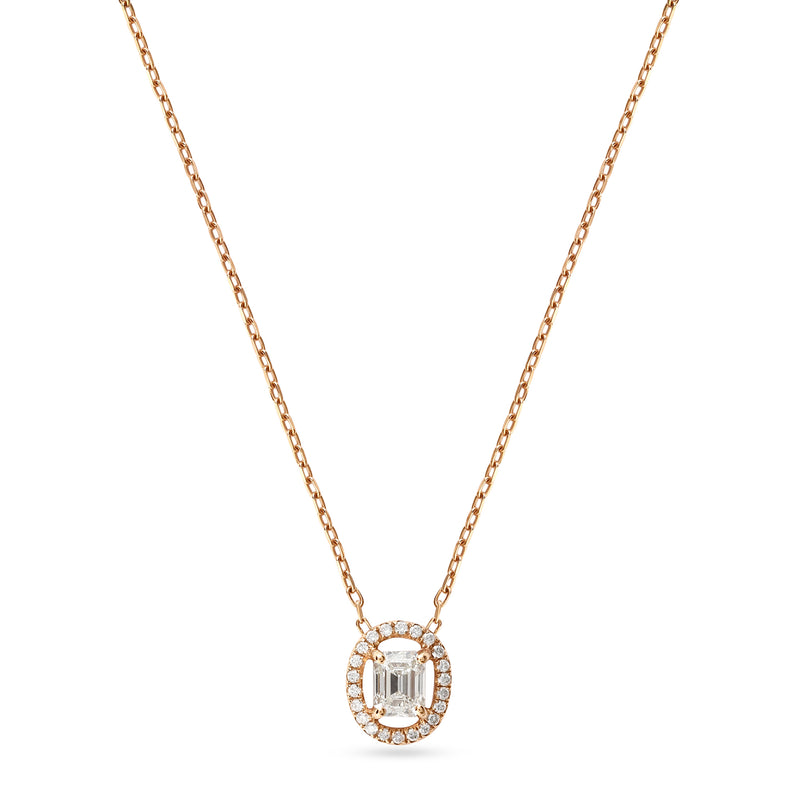 Elite Round-dazzle Rose Gold Diamond Pendant