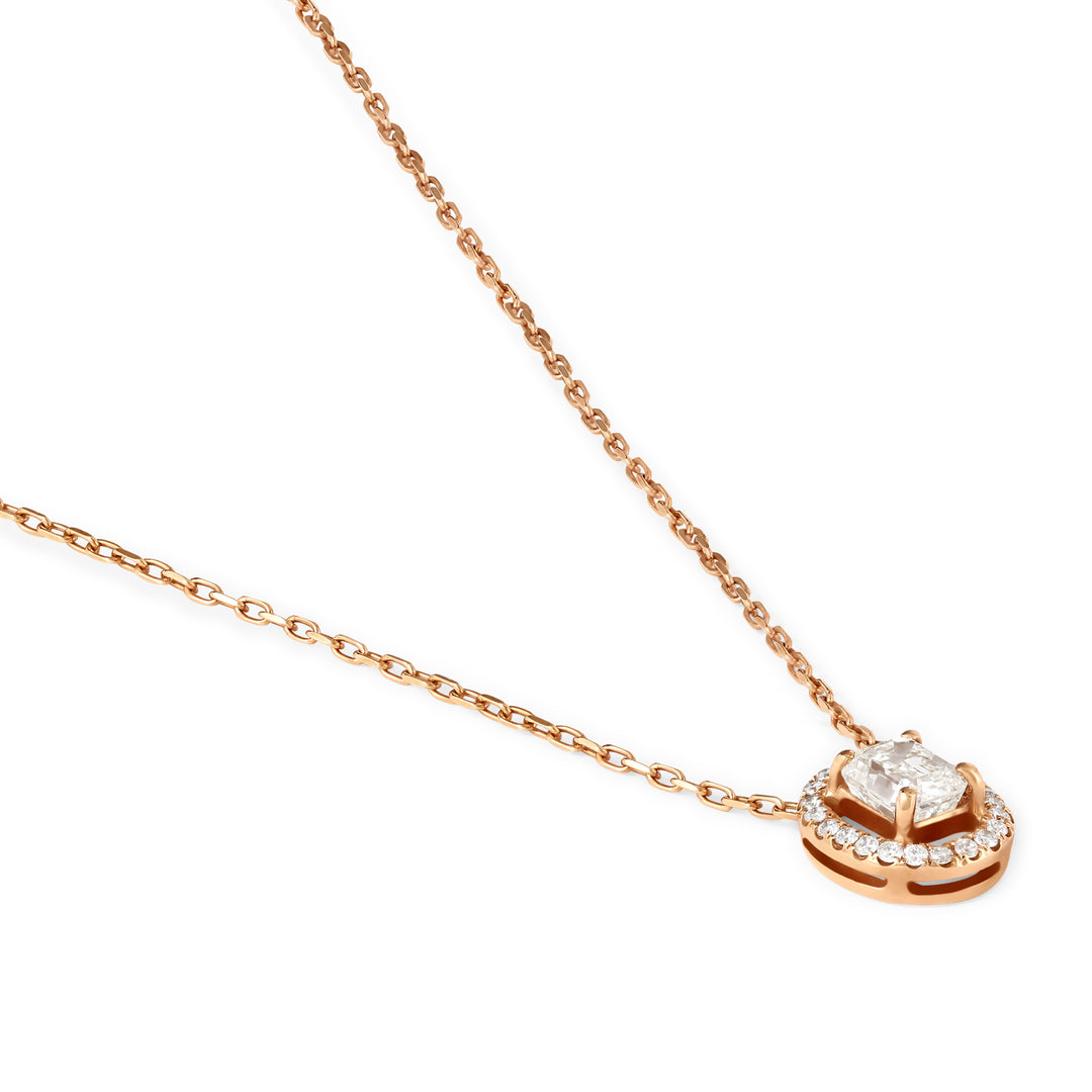 Elite Round-dazzle Rose Gold Diamond Pendant
