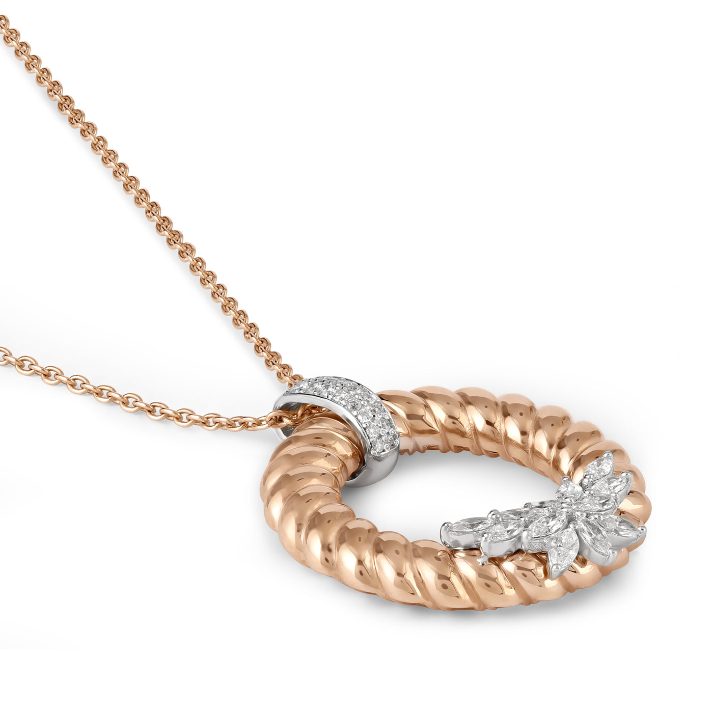 Lucien Rose Gold Twist Marquise Diamond Pendant