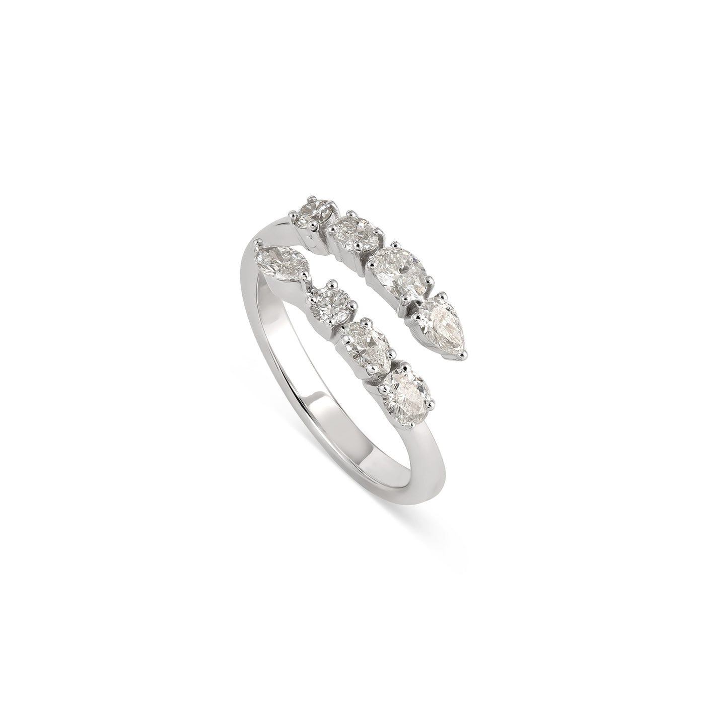 Soit Belle White Gold Overlapping Diamonds Ring: Elegance in Layers