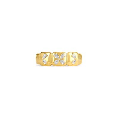 Soit Belle Yellow Gold Floral Diamond Ring