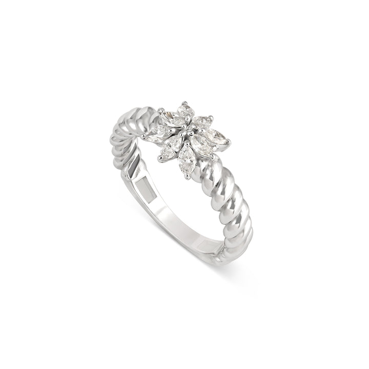 Lucien White Gold Twist Diamond Ring