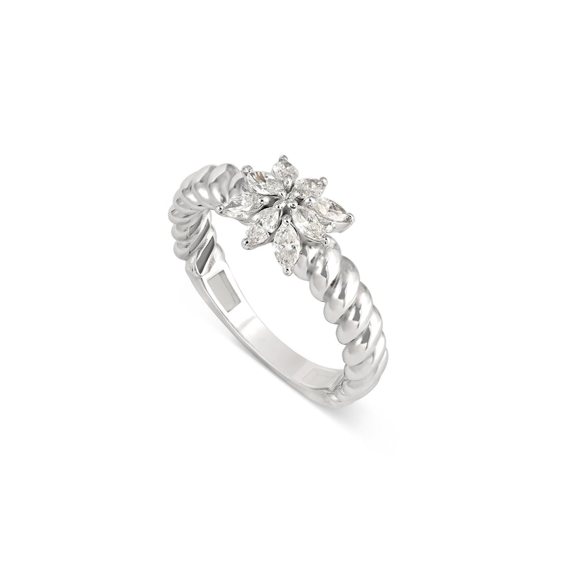 Lucien White Gold Twist Diamond Ring
