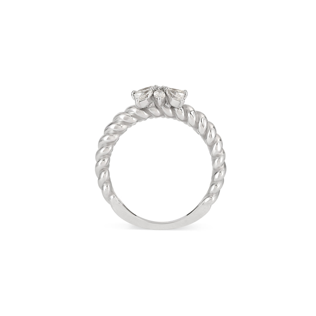 Lucien White Gold Twist Diamond Ring