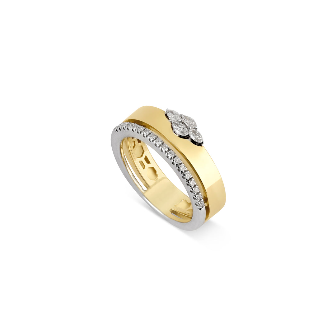 ETOILE Yellow and White Gold Diamond Ring