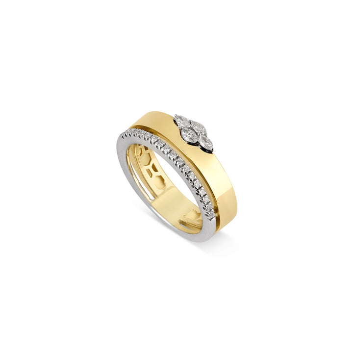 ETOILE Yellow and White Gold Diamond Ring