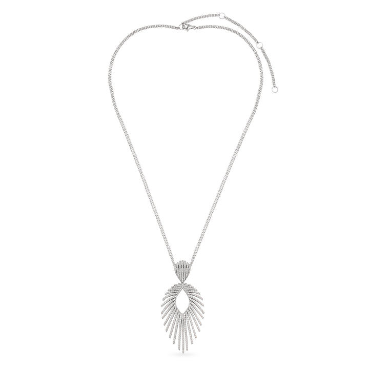 RONZA White gold open flower diamond pendant