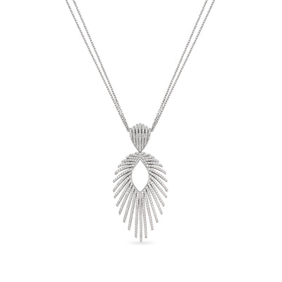 RONZA White gold open flower diamond pendant
