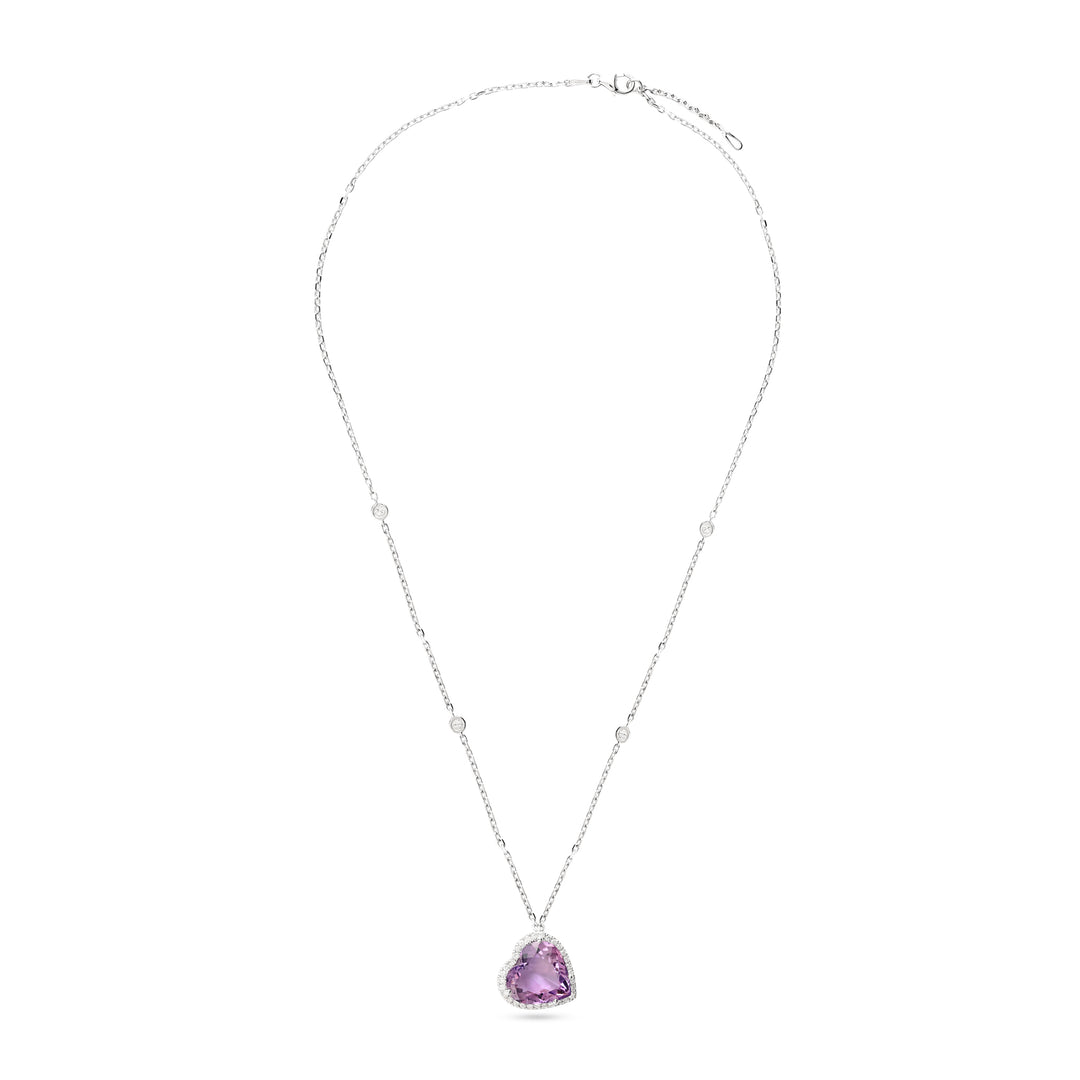 LA MINIERA White Gold Heart of Amethyst Pendant