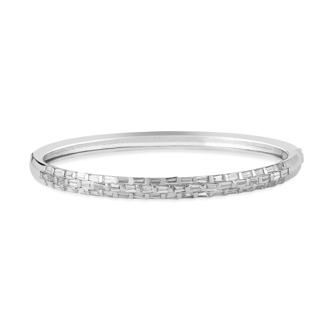 DILARA White Gold Baguette Diamond Bangle