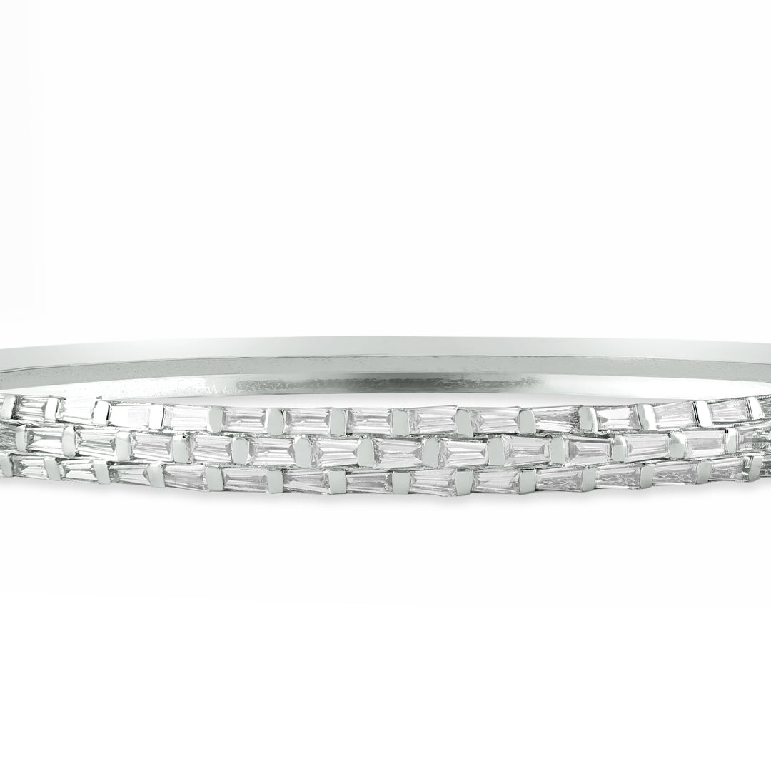 DILARA White Gold Baguette Diamond Bangle