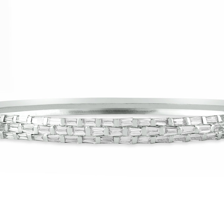 DILARA White Gold Baguette Diamond Bangle