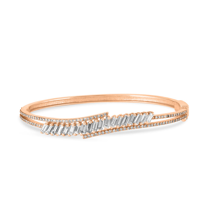 DILARA Rose Gold Curve Line Diamond Bangle