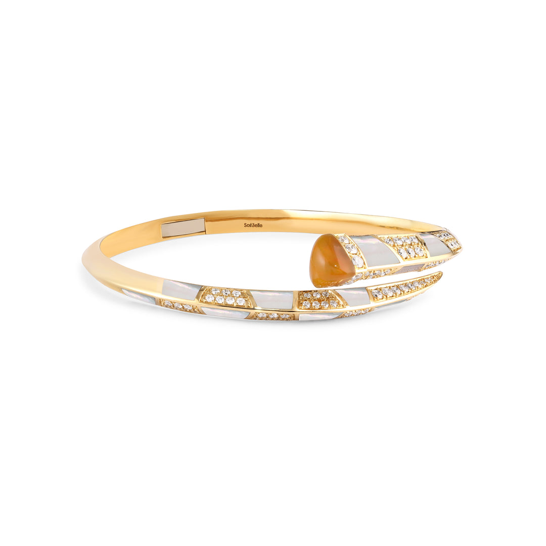 ARTISTRY Yellow Gold Bangle With Natural Opal