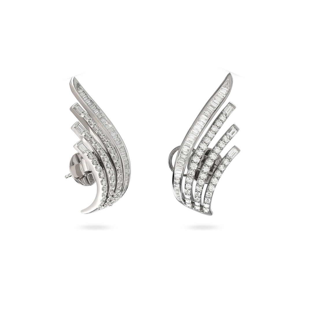 DILARA White Gold Crown Diamond Earring