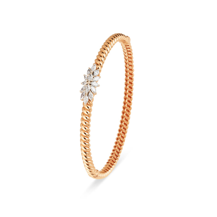 Lucien Jolie Twisted Rose Gold Diamond Bangle