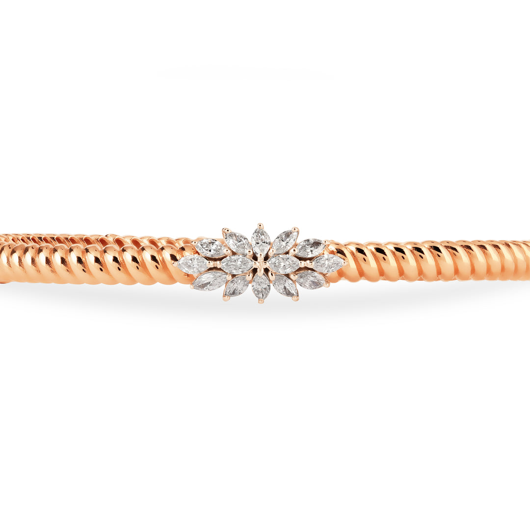 Lucien Jolie Twisted Rose Gold Diamond Bangle