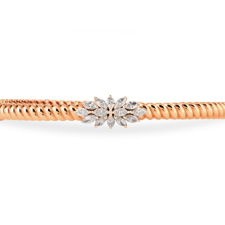 Lucien Jolie Twisted Rose Gold Diamond Bangle