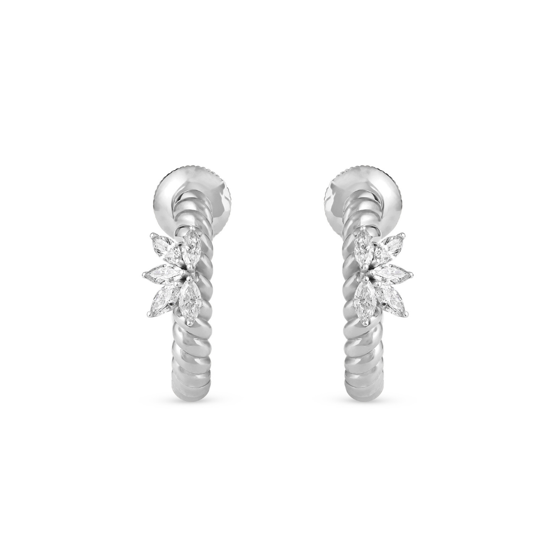 Lucien Jolie Twisted White Gold Diamond Earring