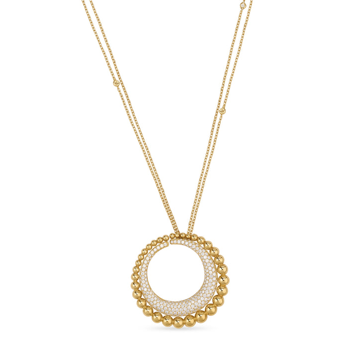 Lucien Yellow Gold Diamond Moon Embellished Pendant