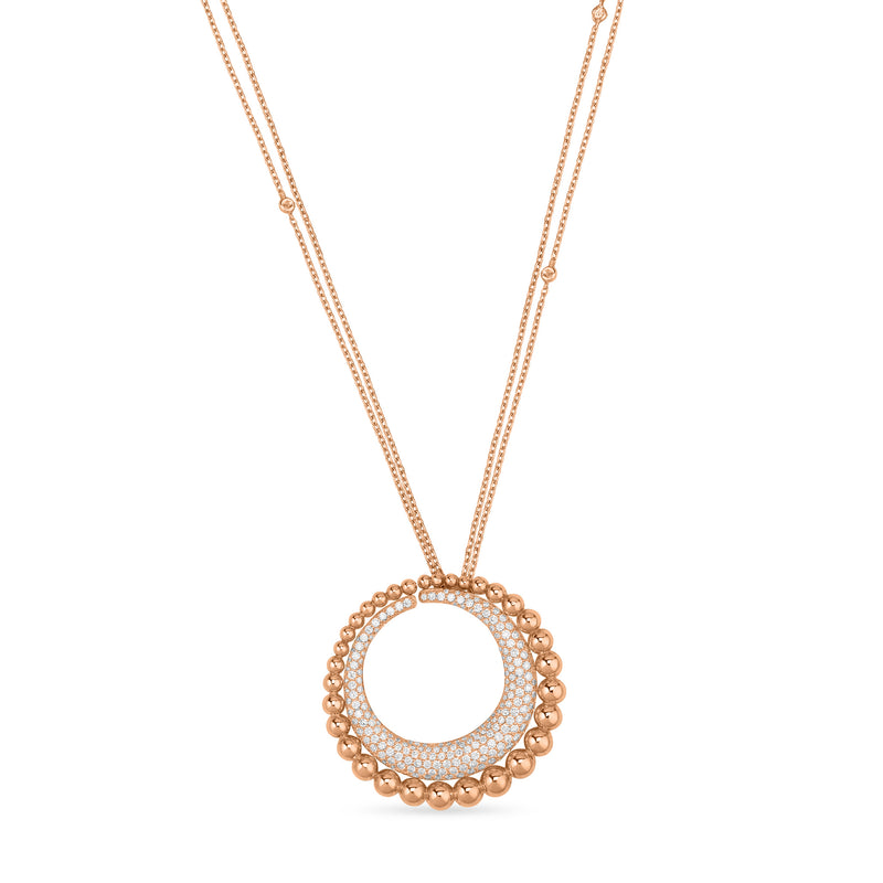 Lucien Rose Gold Diamond Moon Embellished Pendant