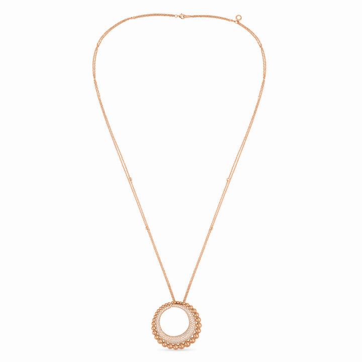 Lucien Rose Gold Diamond Moon Embellished Pendant