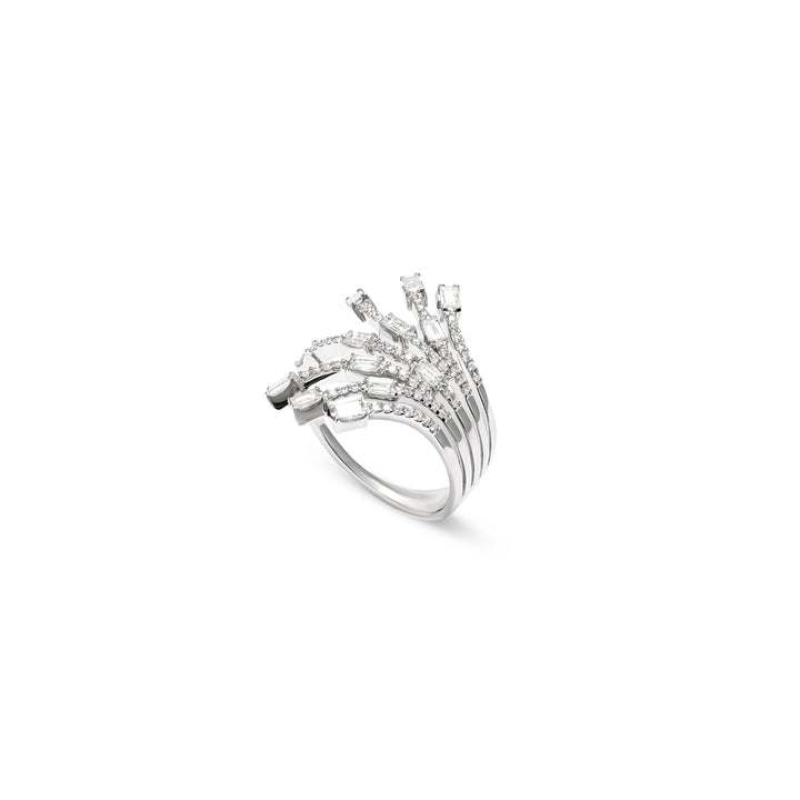 DILARA white gold open flower diamond ring