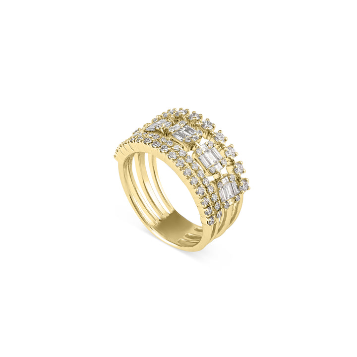 DILARA Yellow Gold Layers diamond ring