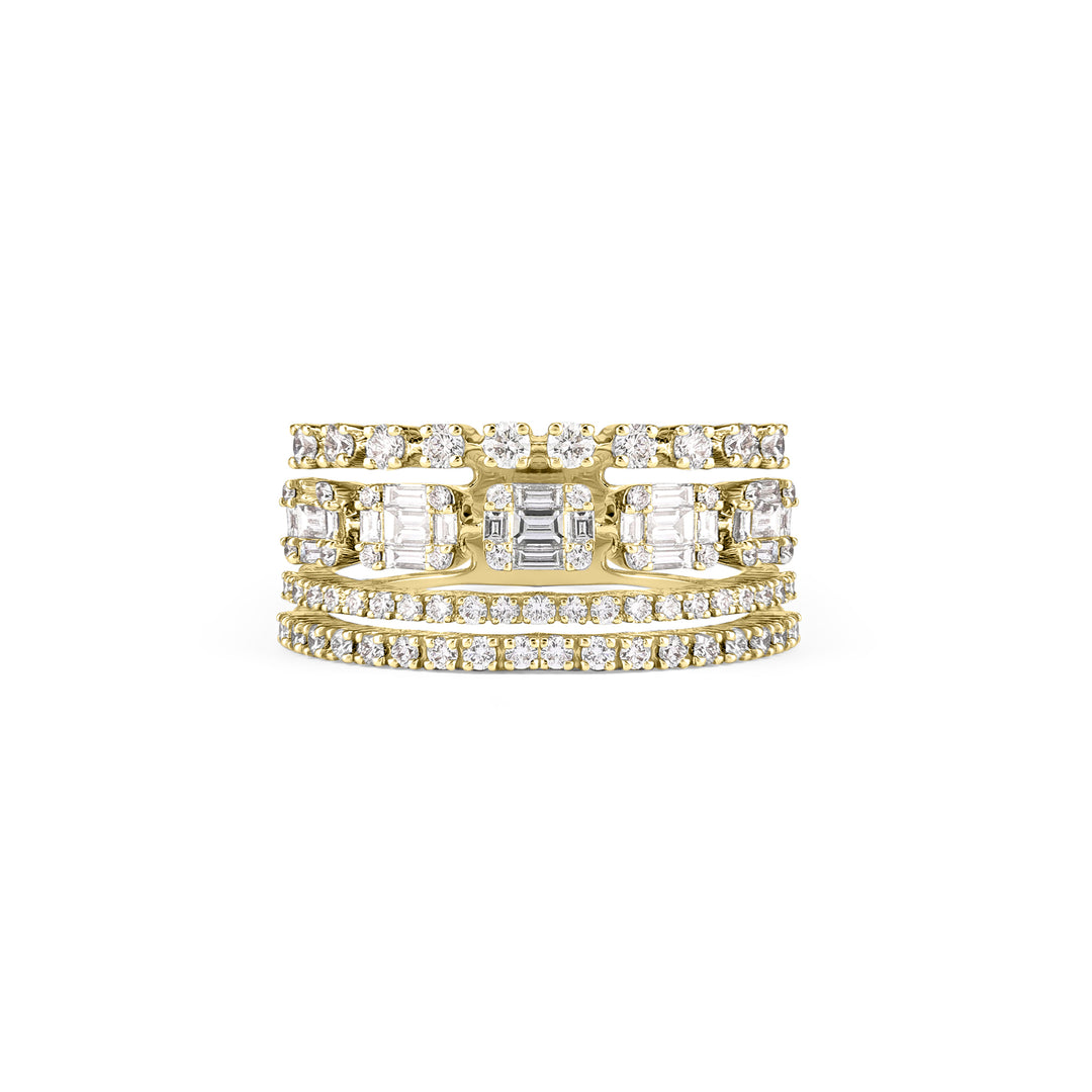 DILARA Yellow Gold Layers diamond ring